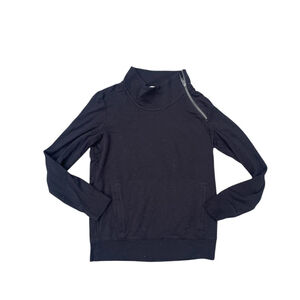 Helmut Lang Asymmetric Rayon Sweater Black Zipper Faux Pocket medium